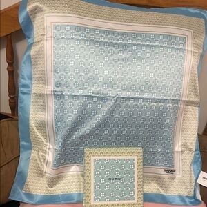 Miu Miu Light Blue and Cream Patterned Scarf